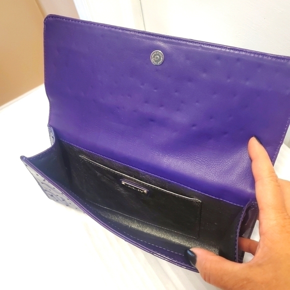 Michael Kors Deep Purple Embossed Patent Leather Clutch